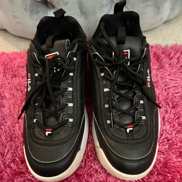 Fila Women's Disruptor Ii Premium Shoes Black/White/Red size   6,5 - Picture 5 of 8